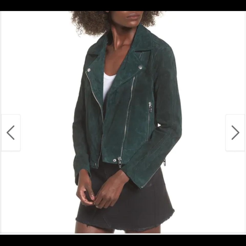 Blank NYC emerald green suede Moto jacket size medium
